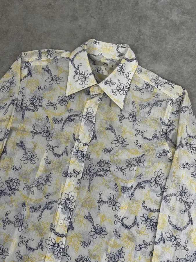 Prada White Clear Sweet Flowers Shirt - Image 5