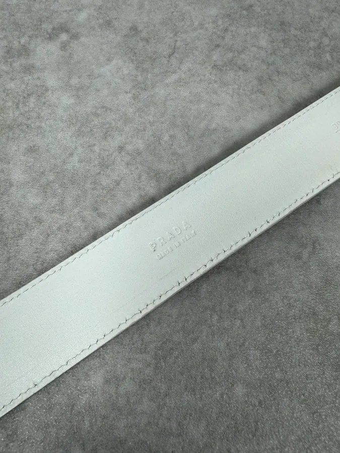 Prada White Grey Leather Belt - Image 8