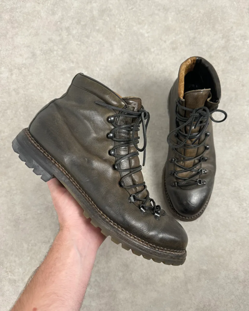 Premiata Brown Leather Lace-Up Hiking Boots
