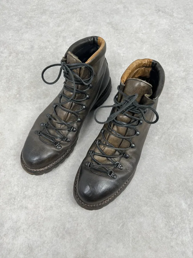 Premiata Brown Leather Lace-Up Hiking Boots - Image 2