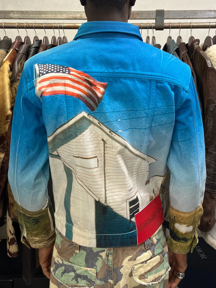 Raf Simons Calvin Klein 205W39NYC American Landscape Denim Trucker Jacket - Image 3