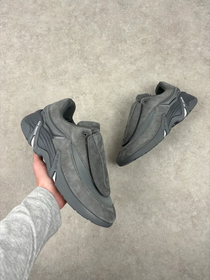 Raf Simons Grey Suede Leather Antai Slip-On Sneakers