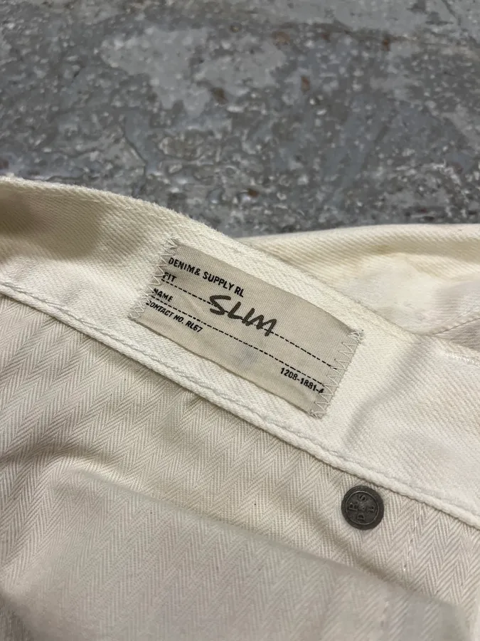 Ralph Lauren Creamy Artisanal Denim & Supply Distressed Pants - Image 14