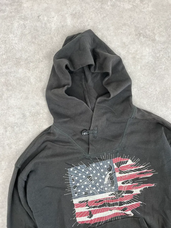 Ralph Lauren Dark Grey Distressed USA Flag Hoodie - Image 4