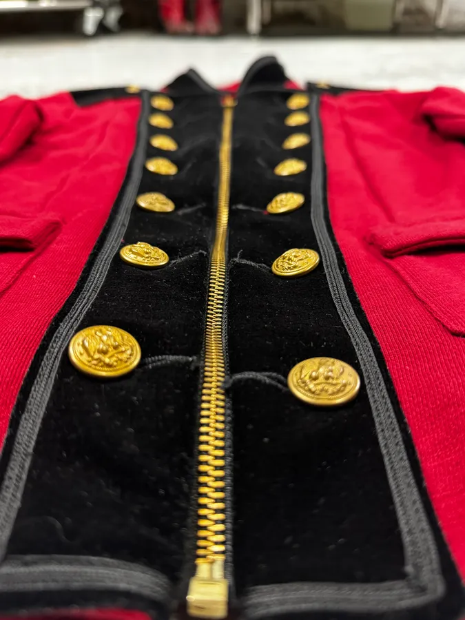 Ralph Lauren Red & Black Buttoned Officer Zip-Up Jacket - Image 10