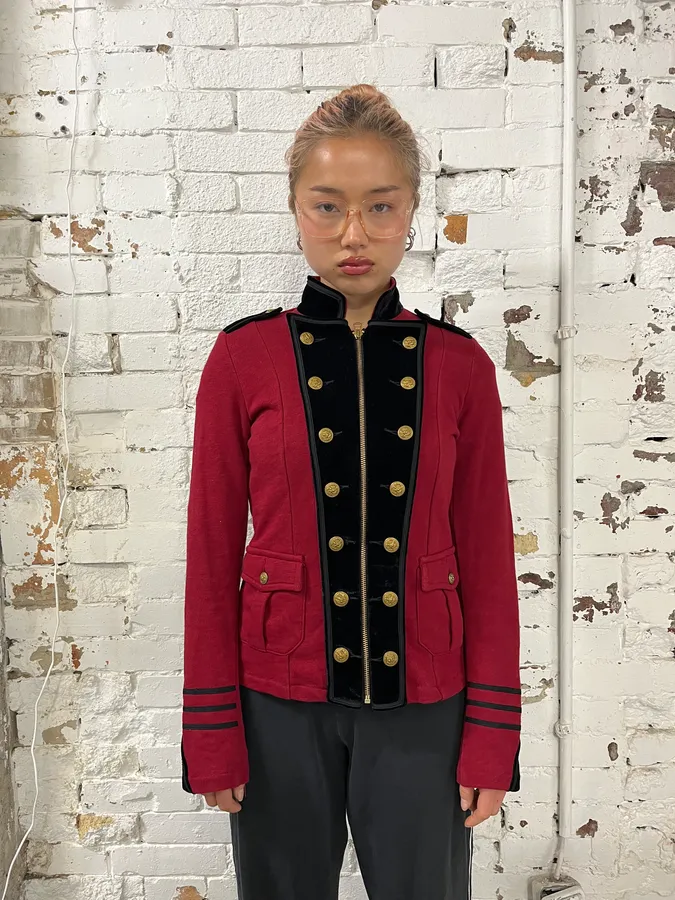 Ralph Lauren Red Buttoned Officer Cardigan Sweater - Image 2