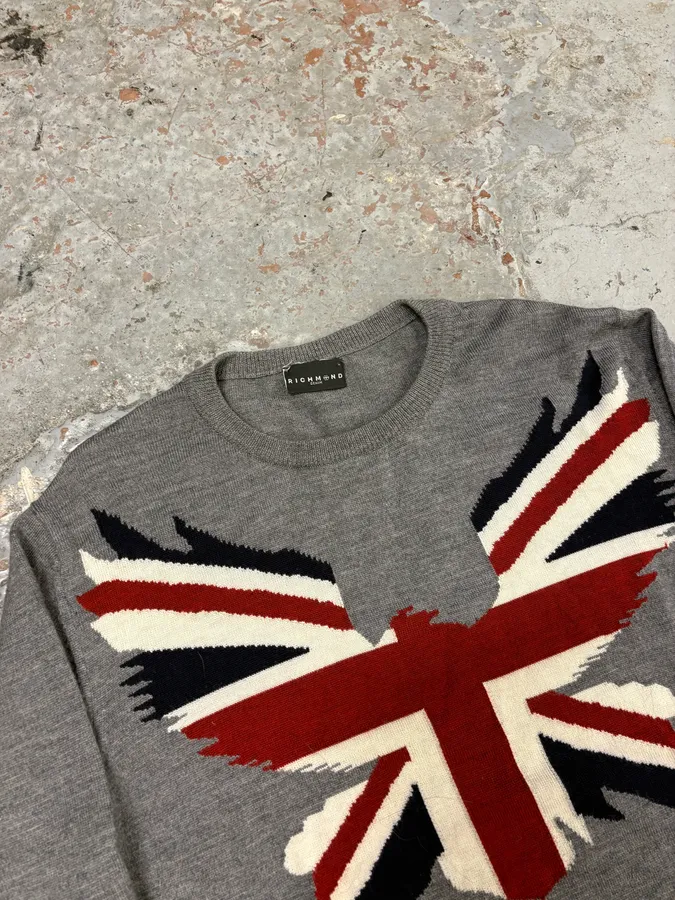 Richmond UK Flag Eagle Grey Sweater - Image 3