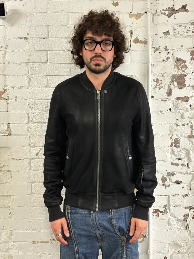 Rick Owens Black Premium Biker Leather Jacket - Image 2