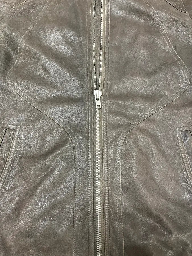 Rick Owens Brown Optimum Raw Leather Jacket - Image 8