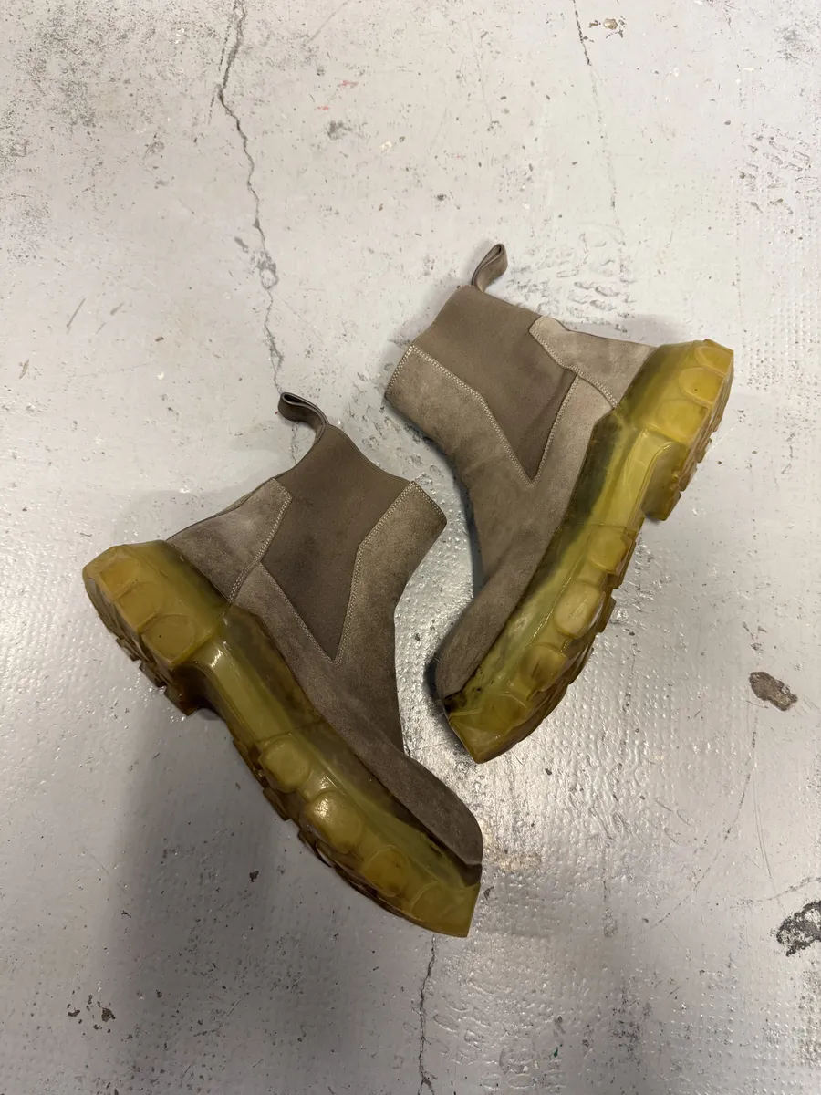 Rick Owens Chelsea Bozo Tractor Grey Suede Leather Boots - Image 8