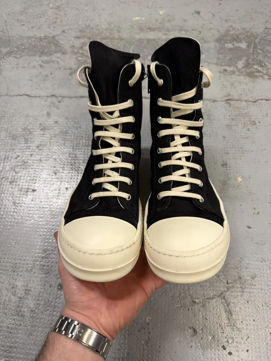 Rick Owens Gethsemane High Black Canvas Sneakers - Image 6