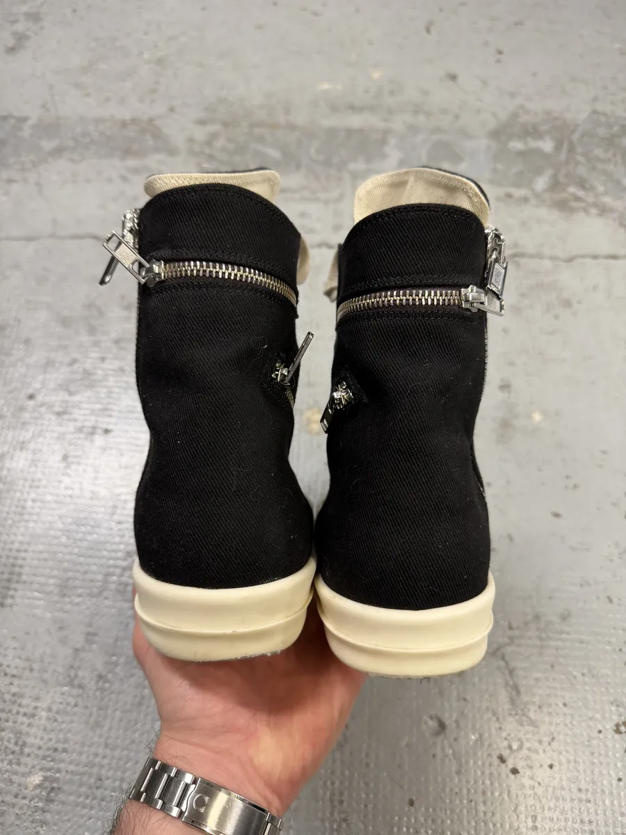 Rick Owens Gethsemane High Black Canvas Sneakers - Image 7