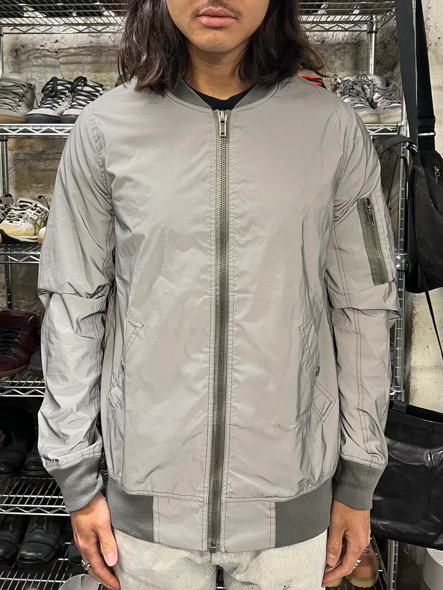 Rick Owens Grey Reflective Nylon Bomber Jacket - Image 5