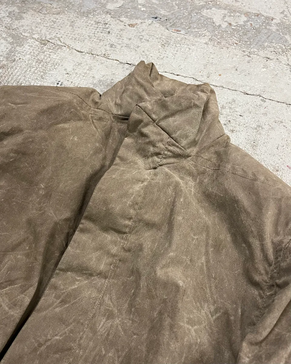 Rick Owens Grey Waxed Belted Long Coat - Image 5