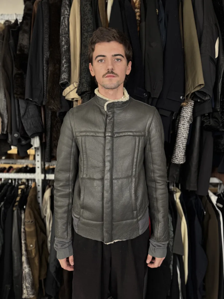 Rick Owens Premium Black Shearling Leather Jacket - Image 3