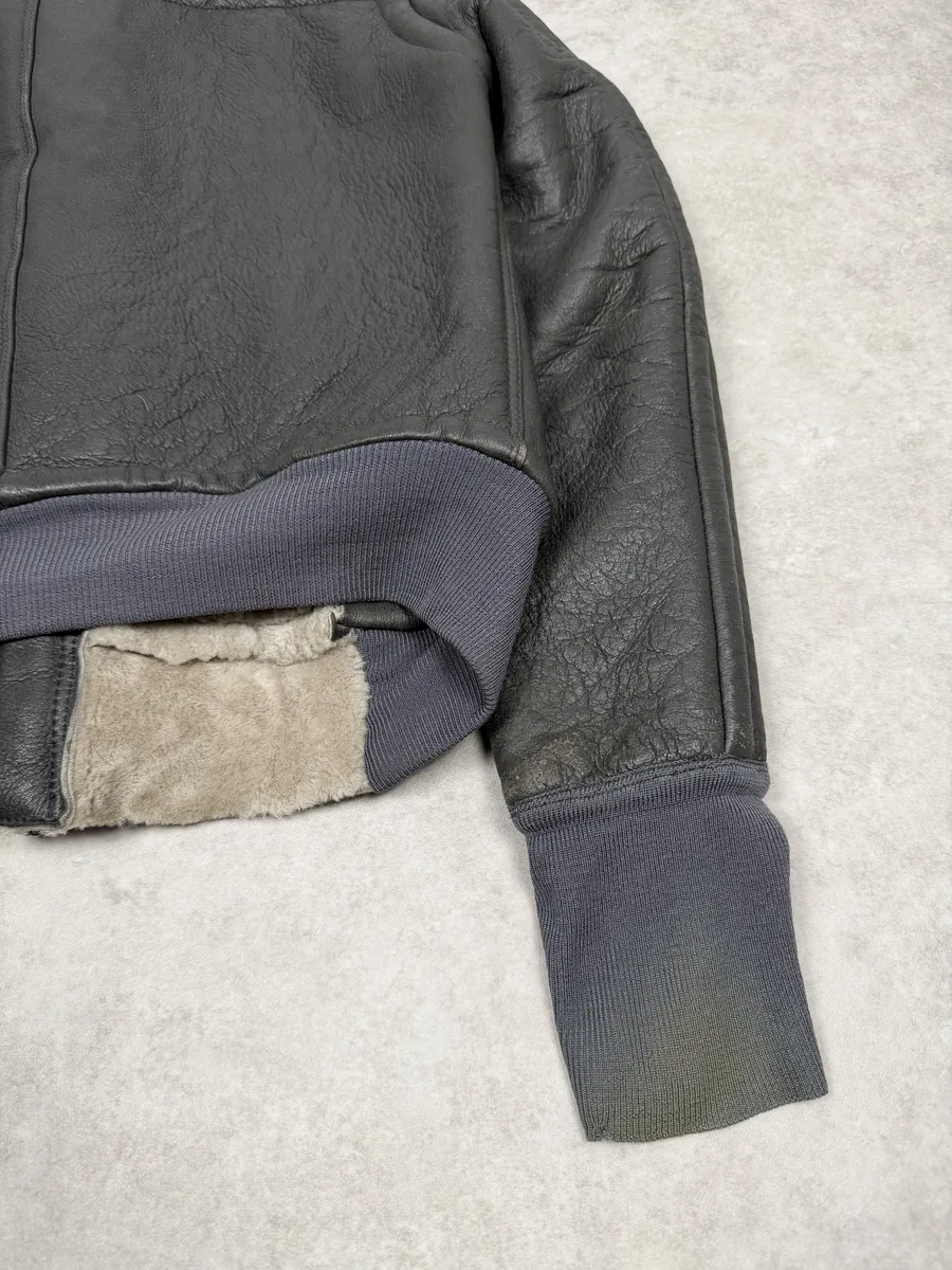Rick Owens Premium Black Shearling Leather Jacket - Image 8