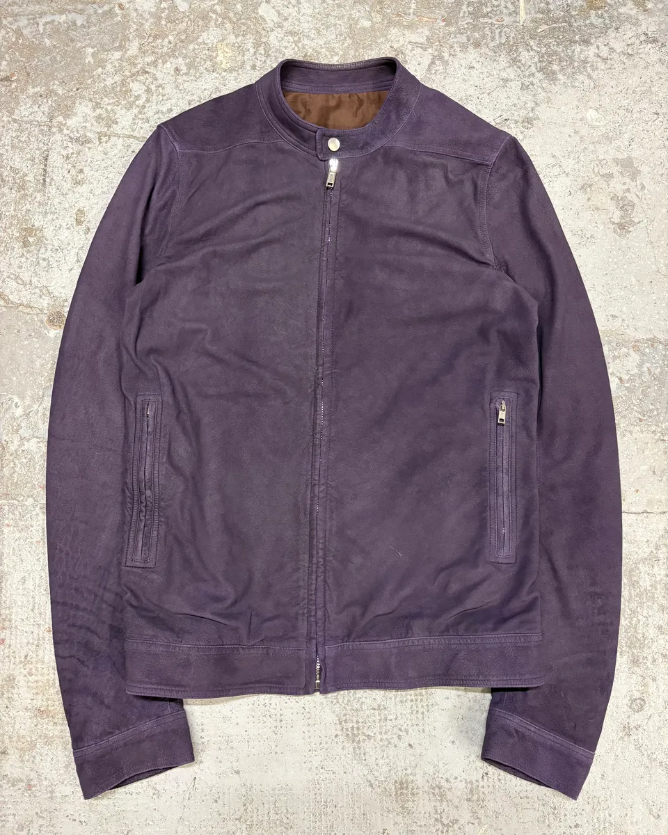 Rick Owens Purple Suede Leather Jacket