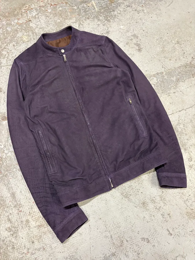 Rick Owens Purple Suede Leather Jacket - Image 4