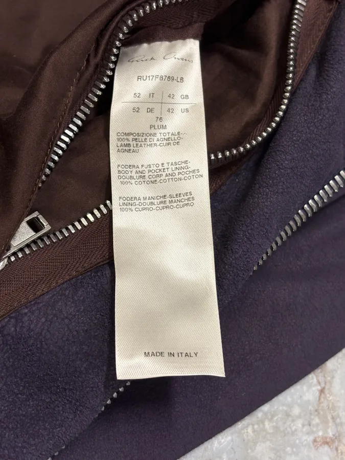 Rick Owens Purple Suede Leather Jacket - Image 9