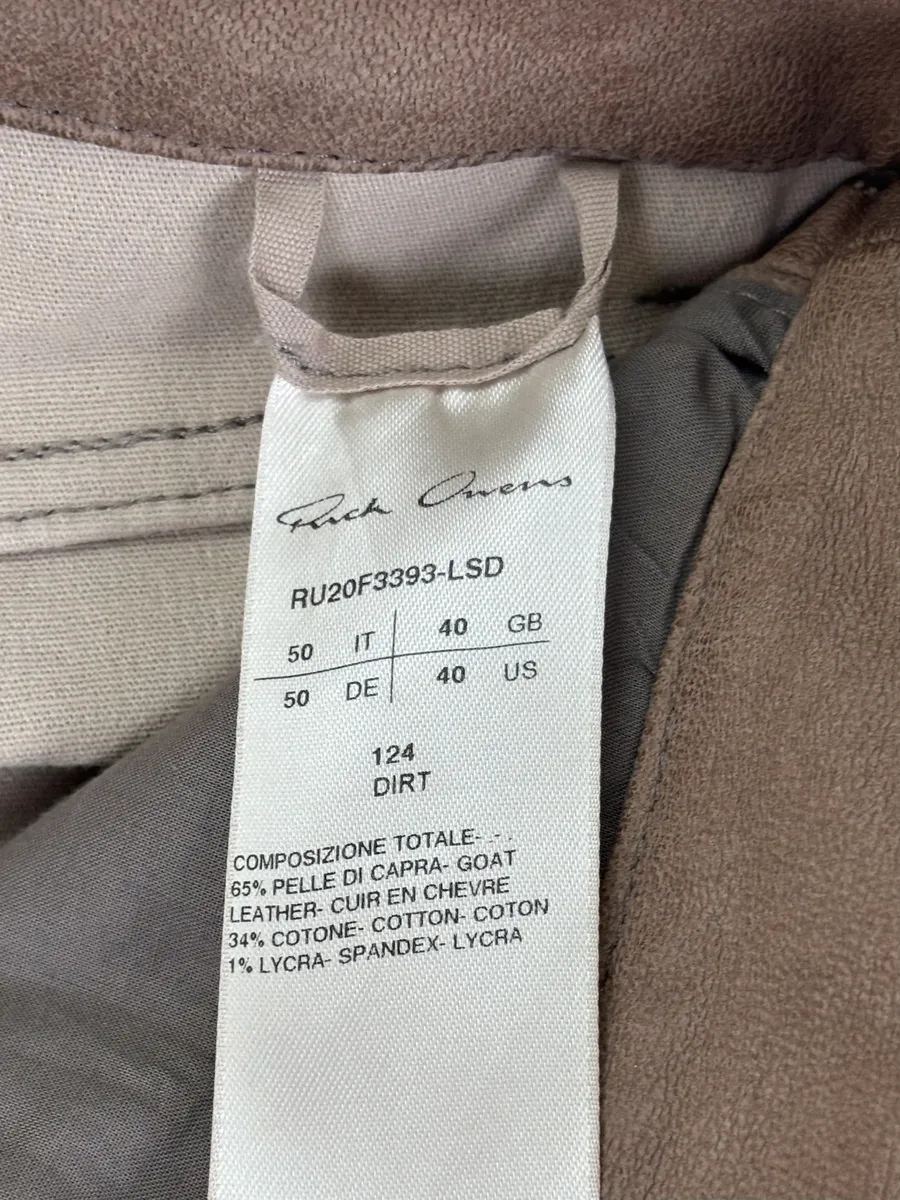 Rick Owens Slim Dirt Brown Goat Leather Pants - Image 11