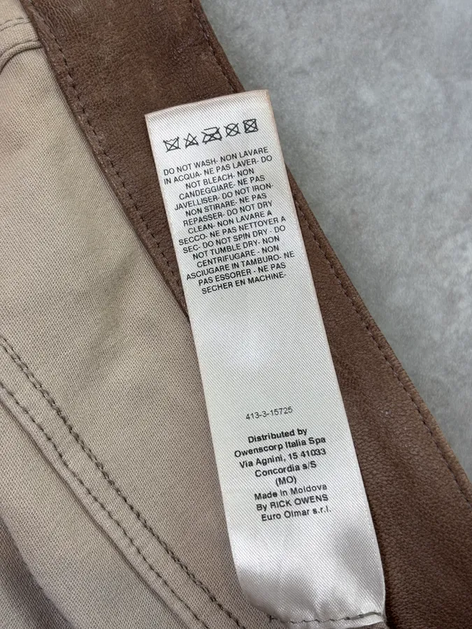 Rick Owens Slim Dirt Brown Goat Leather Pants - Image 12