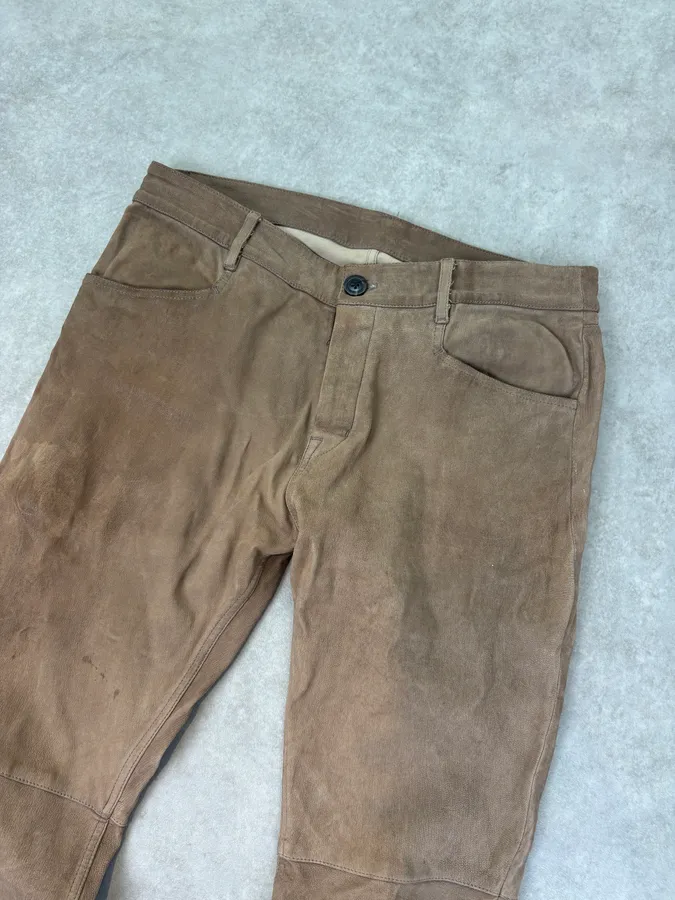 Rick Owens Slim Dirt Brown Goat Leather Pants - Image 5