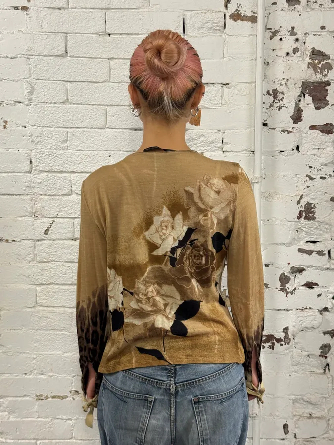 Roberto Cavalli Beige Brown Floral Leopard Cardigan - Image 2