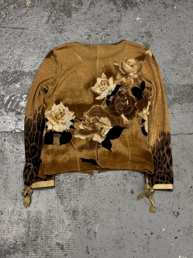 Roberto Cavalli Beige Brown Floral Leopard Cardigan - Image 4
