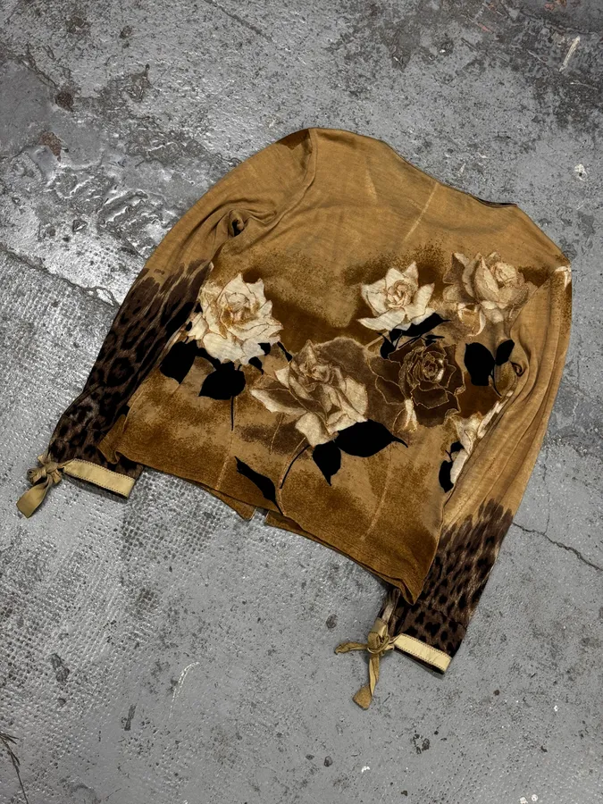 Roberto Cavalli Beige Brown Floral Leopard Cardigan - Image 6