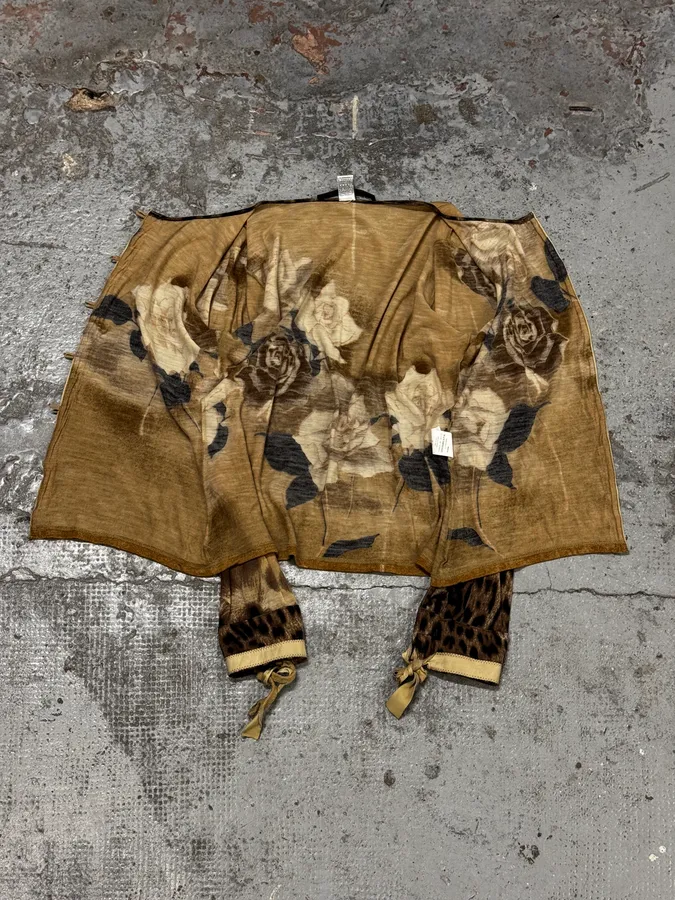 Roberto Cavalli Beige Brown Floral Leopard Cardigan - Image 7