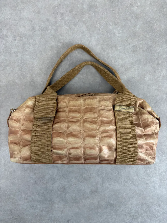 Roberto Cavalli Beige Crocodile Effect Bag - Image 4
