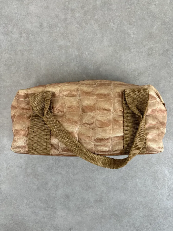 Roberto Cavalli Beige Crocodile Effect Bag - Image 6