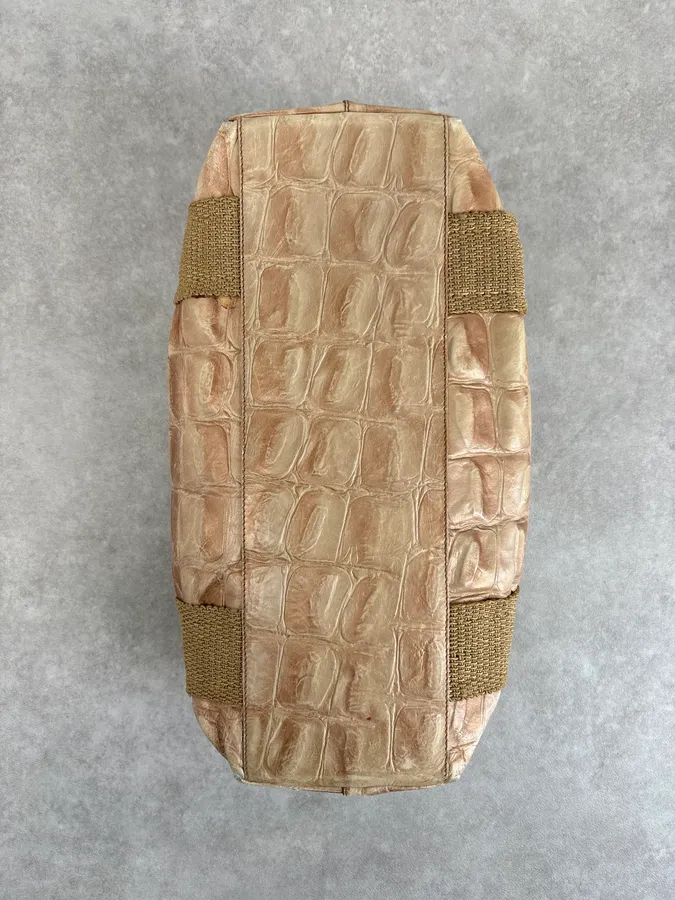 Roberto Cavalli Beige Crocodile Effect Bag - Image 8