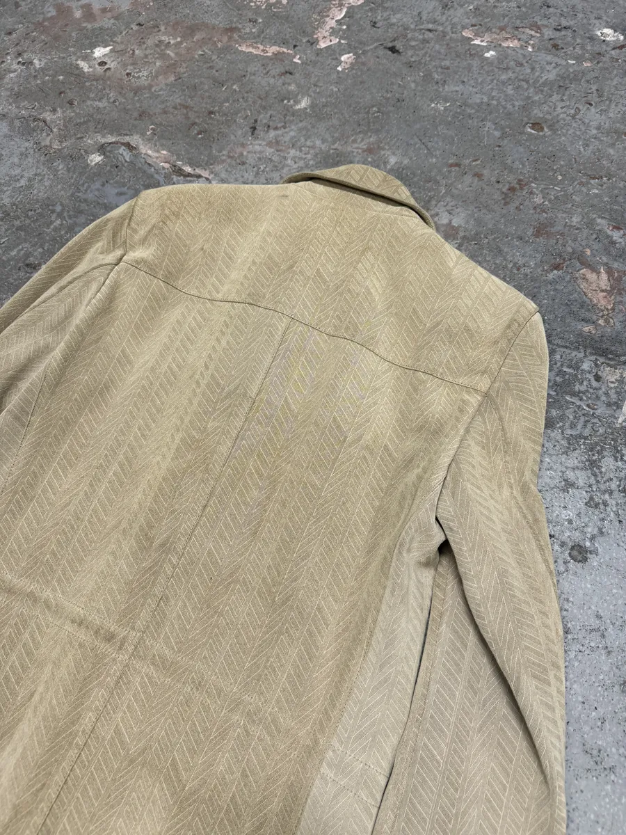 Roberto Cavalli Beige Lines Suede Leather Jacket - Image 8