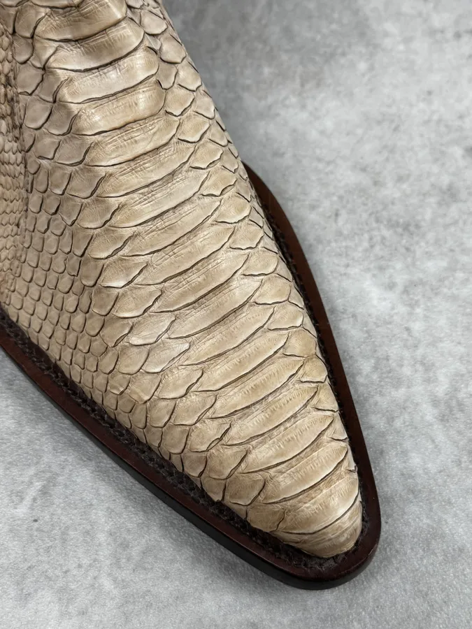 Roberto Cavalli Beige & Orange Python Embroidered Western Boots - Image 7