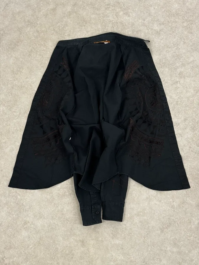 Roberto Cavalli Black & Brown Crop Circle Embroidered Shirt - Image 7