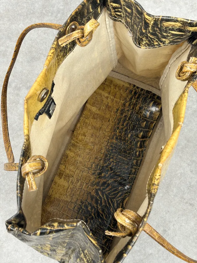 Roberto Cavalli Black Leather Crocodile Embossed Tote Bag - Image 13