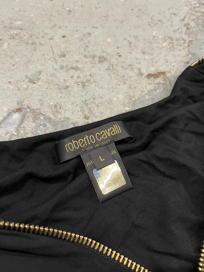Roberto Cavalli Black Tornado Golden Zip Dress - Image 11