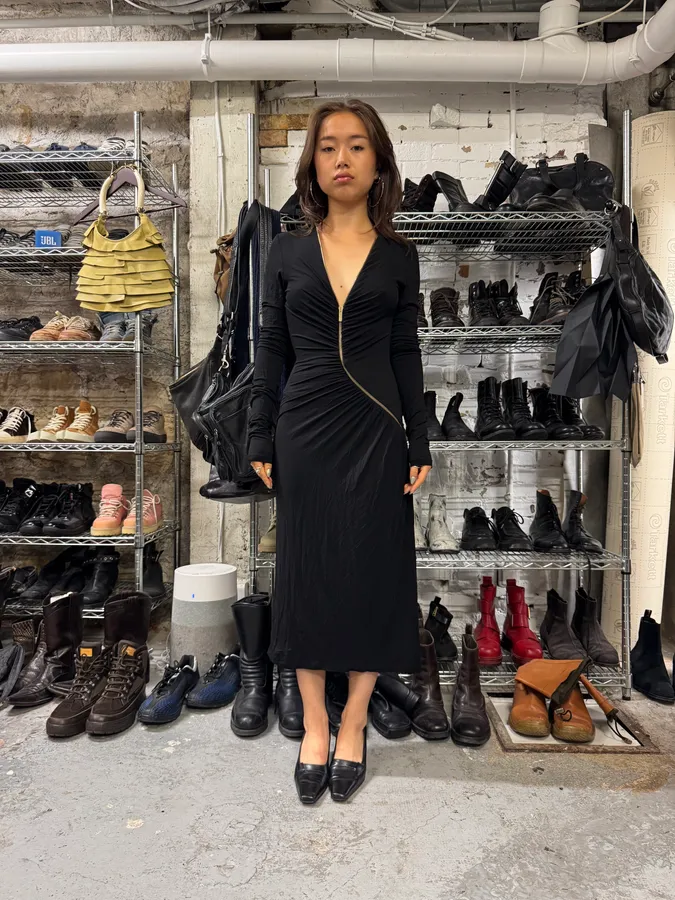 Roberto Cavalli Black Tornado Golden Zip Dress - Image 2