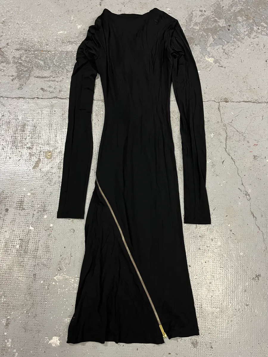 Roberto Cavalli Black Tornado Golden Zip Dress - Image 5