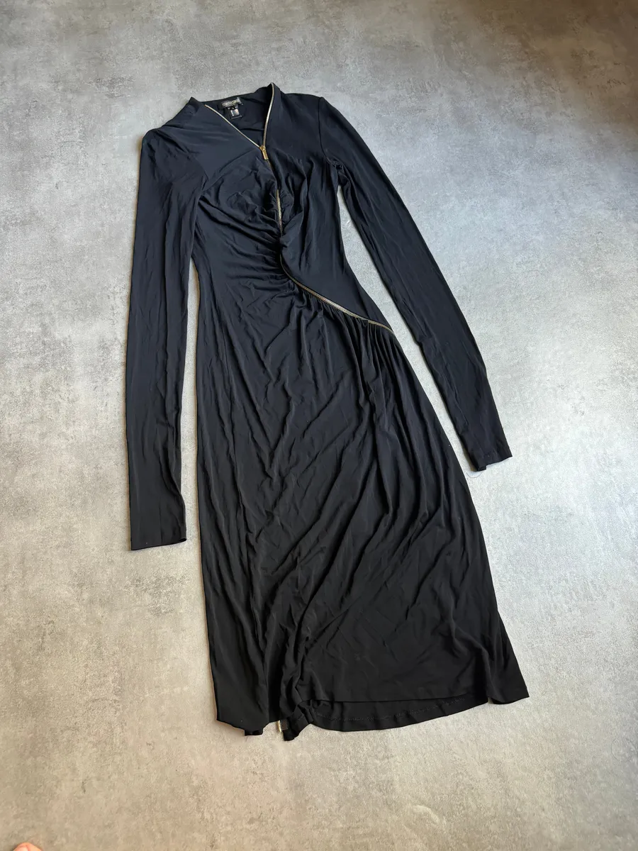 Roberto Cavalli Black Tornado Zip Knit Dress - Image 11