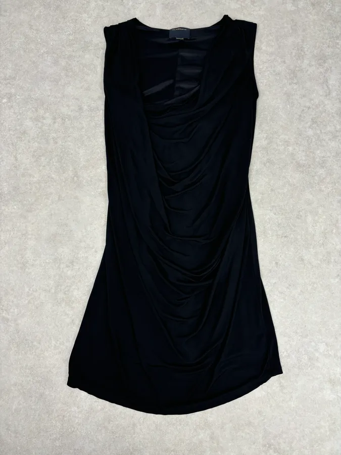 Roberto Cavalli Black Viscose Draped Mini Dress
