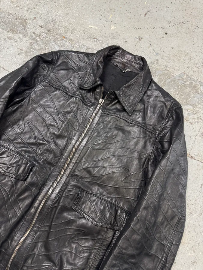 Roberto Cavalli Black Zebra Leather Jacket - Image 4
