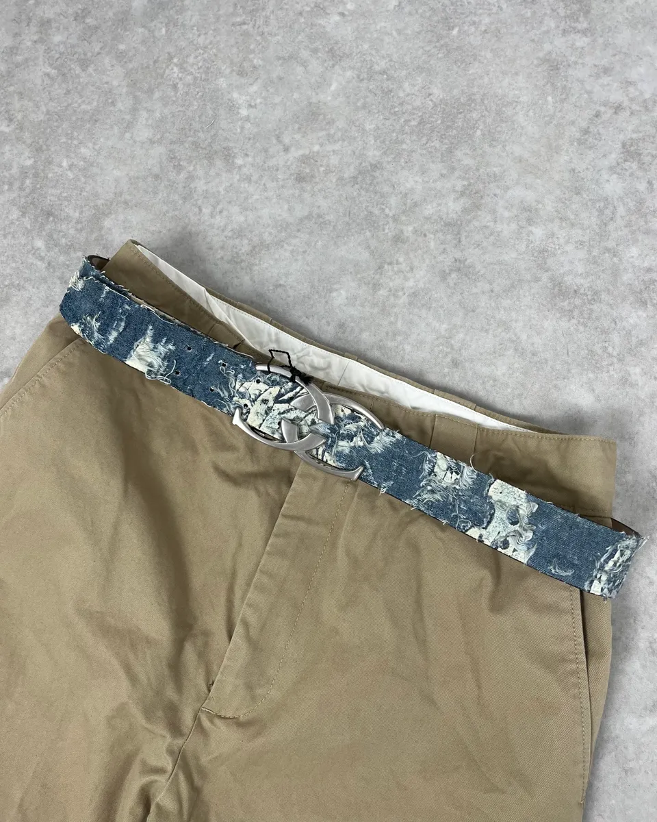 Roberto Cavalli Blue Distressed Denim Belt