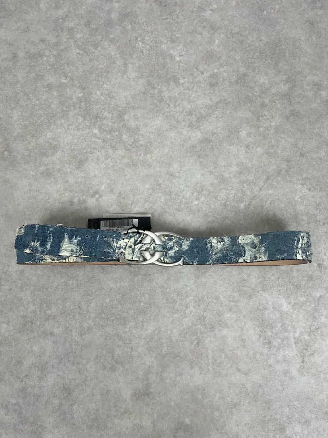 Roberto Cavalli Blue Distressed Denim Belt - Image 3