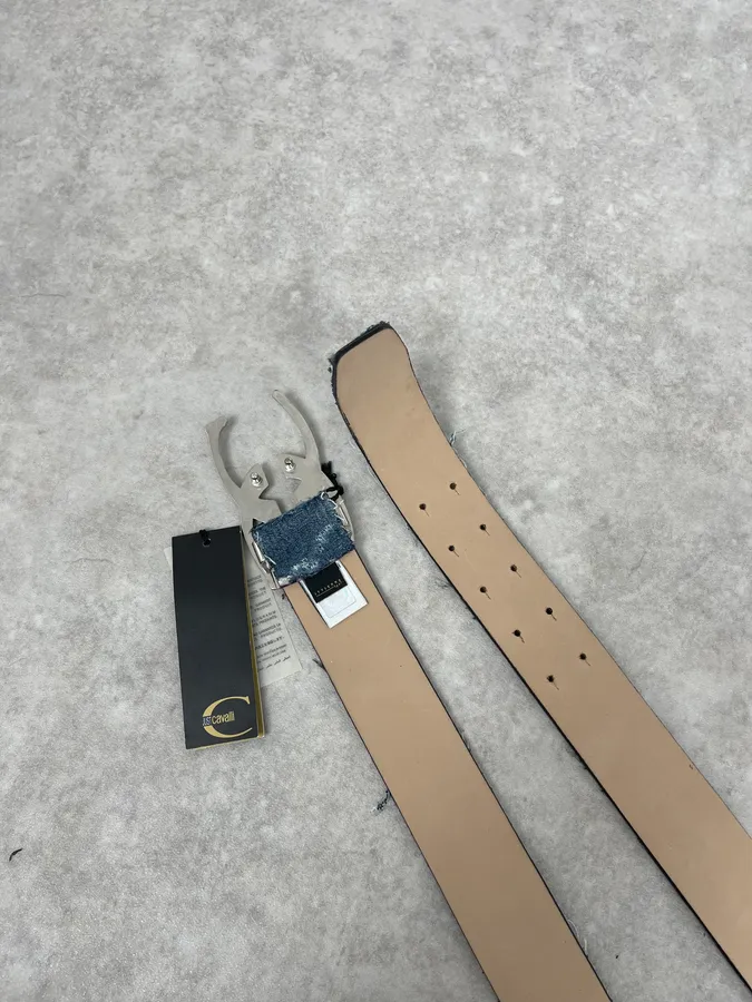 Roberto Cavalli Blue Distressed Denim Belt - Image 7