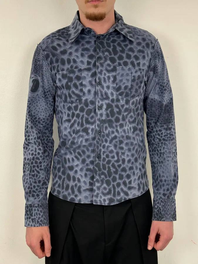 Roberto Cavalli Blue Leopard Obscure Shirt - Image 2