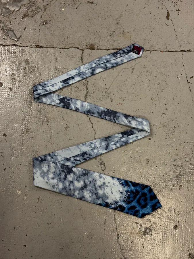 Roberto Cavalli Blue Silk Leopard Print Tie - Image 3
