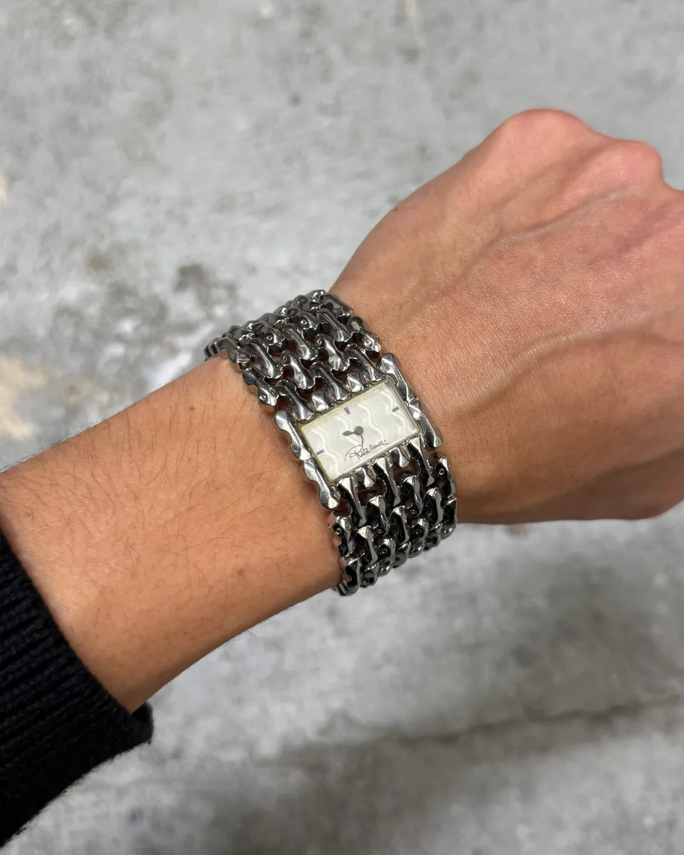 Roberto Cavalli Bones Skeleton Effect Silver Steel Watch