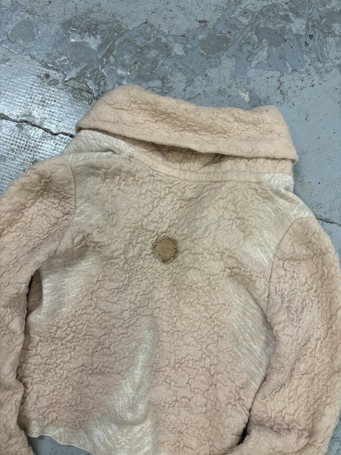 Roberto Cavalli Class Beige Wool Mohair Cropped Cardigan - Image 6